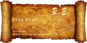 Ritz Erik névjegykártya